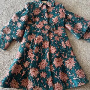 Sara Berman Blue Coat with Pink Flowers, Size S